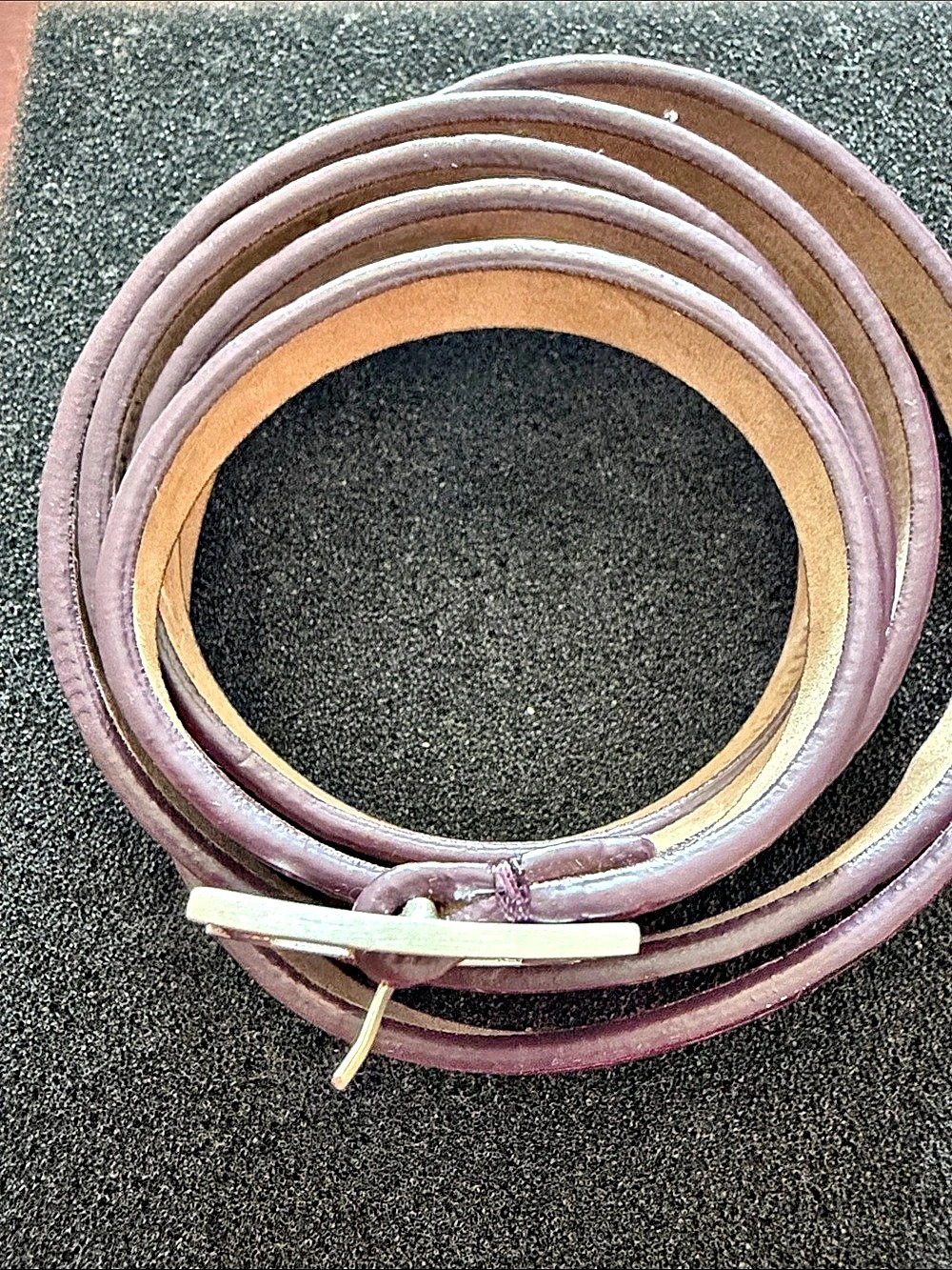 Talbots Crocodile-Embossed Leather Belt in Purple XL
